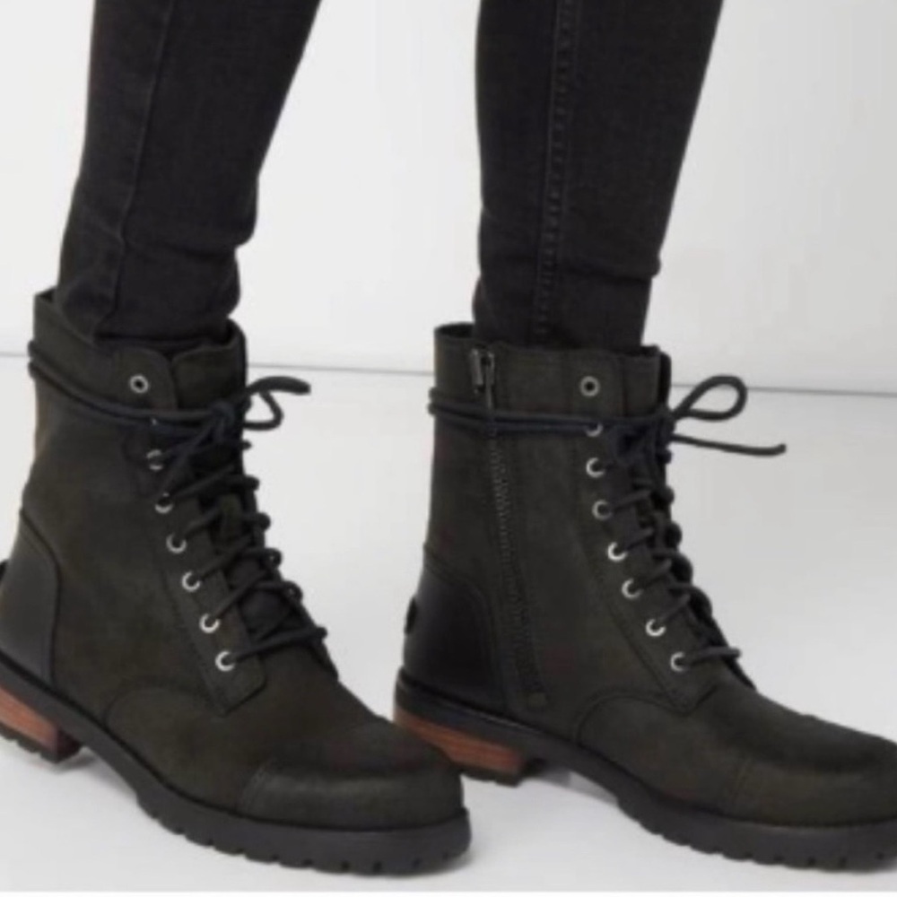 UGG Kilmer II black suede leather lace-up combat boots. - Picture 1 of 10